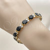 Oro Laminado Tennis Bracelet, Gold Filled Style with Black and White Cubic Zirconia, Polished, Golden Finish, 03.283.0533.08