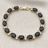 Oro Laminado Tennis Bracelet, Gold Filled Style with Black and White Cubic Zirconia, Polished, Golden Finish, 03.283.0533.08