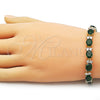 Oro Laminado Tennis Bracelet, Gold Filled Style with Green and White Cubic Zirconia, Polished, Golden Finish, 03.283.0533.1.08