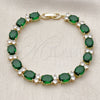 Oro Laminado Tennis Bracelet, Gold Filled Style with Green and White Cubic Zirconia, Polished, Golden Finish, 03.283.0533.1.08