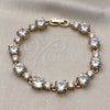 Oro Laminado Tennis Bracelet, Gold Filled Style with White Cubic Zirconia, Polished, Golden Finish, 03.283.0534.07