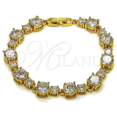 Oro Laminado Tennis Bracelet, Gold Filled Style with White Cubic Zirconia, Polished, Golden Finish, 03.283.0534.07
