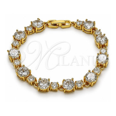 Oro Laminado Tennis Bracelet, Gold Filled Style with White Cubic Zirconia, Polished, Golden Finish, 03.283.0534.07 (08 MM Thickness, 8 Inches Length)