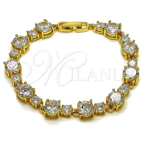 Oro Laminado Tennis Bracelet, Gold Filled Style with White Cubic Zirconia, Polished, Golden Finish, 03.283.0534.07 (08 MM Thickness, 8 Inches Length)
