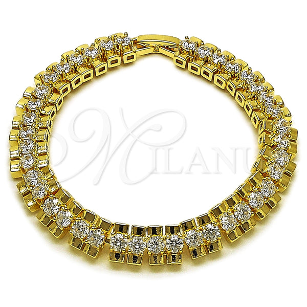 Oro Laminado Tennis Bracelet, Gold Filled Style with White Cubic Zirconia, Polished, Golden Finish, 03.283.0535.07