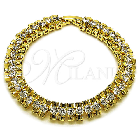 Oro Laminado Tennis Bracelet, Gold Filled Style with White Cubic Zirconia, Polished, Golden Finish, 03.283.0535.07 (09 MM Thickness, 7 Inches Length)