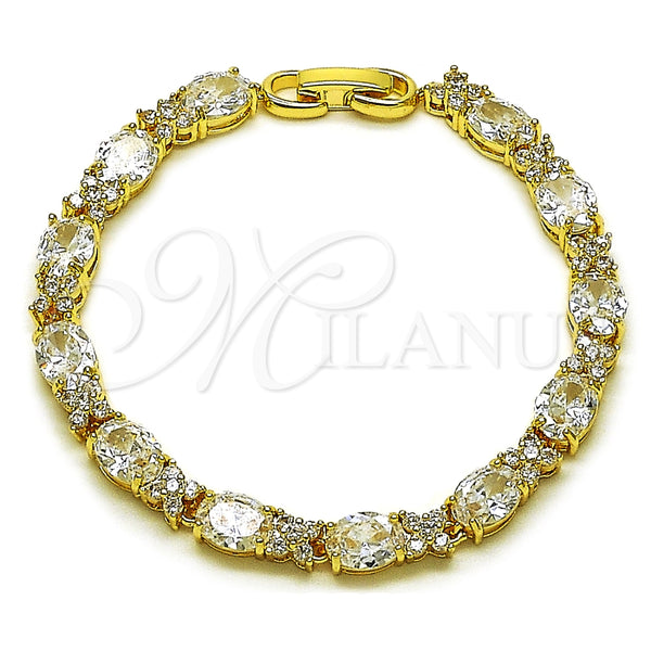 Oro Laminado Tennis Bracelet, Gold Filled Style with White Cubic Zirconia, Polished, Golden Finish, 03.283.0536.07