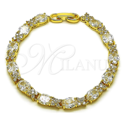 Oro Laminado Tennis Bracelet, Gold Filled Style with White Cubic Zirconia, Polished, Golden Finish, 03.283.0536.07