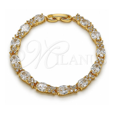 Oro Laminado Tennis Bracelet, Gold Filled Style with White Cubic Zirconia, Polished, Golden Finish, 03.283.0536.07 (06 MM Thickness, 7 Inches Length)