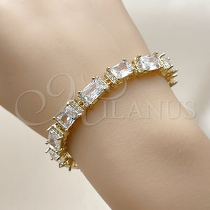 Gold Filled Bracelet — Tennis Bracelet Baguette Design with White Cubic Zirconia — main product view — SKU 162299 | Oro Laminado brazalete — Tennis Bracelet Baguette diseño with blanco Cubic Zirconia — SKU 162299