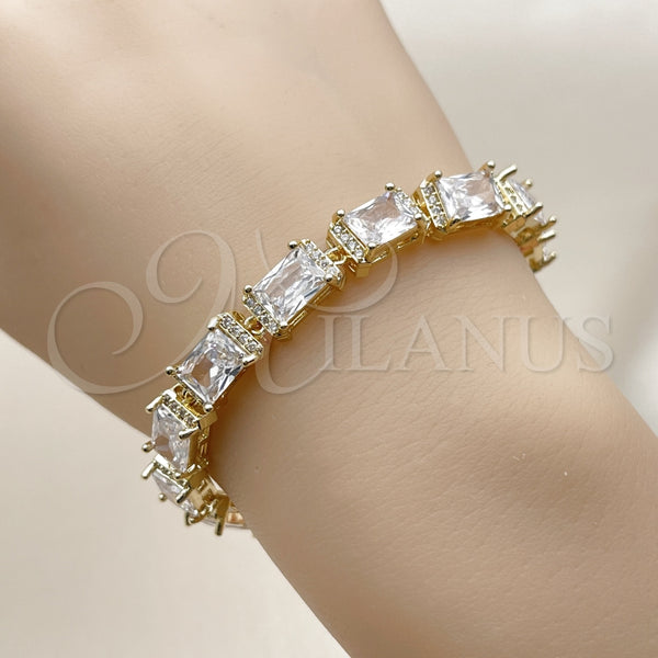Gold Filled Bracelet — Tennis Bracelet Baguette Design with White Cubic Zirconia — main product view — SKU 162299 | Oro Laminado brazalete — Tennis Bracelet Baguette diseño with blanco Cubic Zirconia — SKU 162299