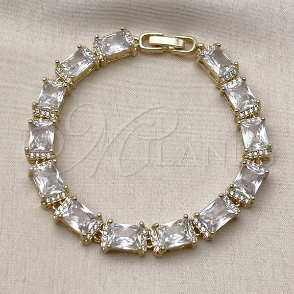 Gold Filled Bracelet — Tennis Bracelet Baguette Design with White Cubic Zirconia — alternate product view — SKU 162299 | Oro Laminado brazalete — Tennis Bracelet Baguette diseño with blanco Cubic Zirconia — SKU 162299
