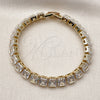 Oro Laminado Tennis Bracelet, Gold Filled Style with White Cubic Zirconia, Polished, Golden Finish, 03.283.0538.07