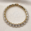 Oro Laminado Tennis Bracelet, Gold Filled Style with White Cubic Zirconia, Polished, Golden Finish, 03.283.0538.07 (Thickness, 7 Inches Length)