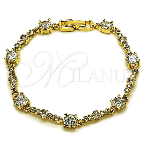 Oro Laminado Tennis Bracelet, Gold Filled Style with White Cubic Zirconia, Polished, Golden Finish, 03.283.0539.07