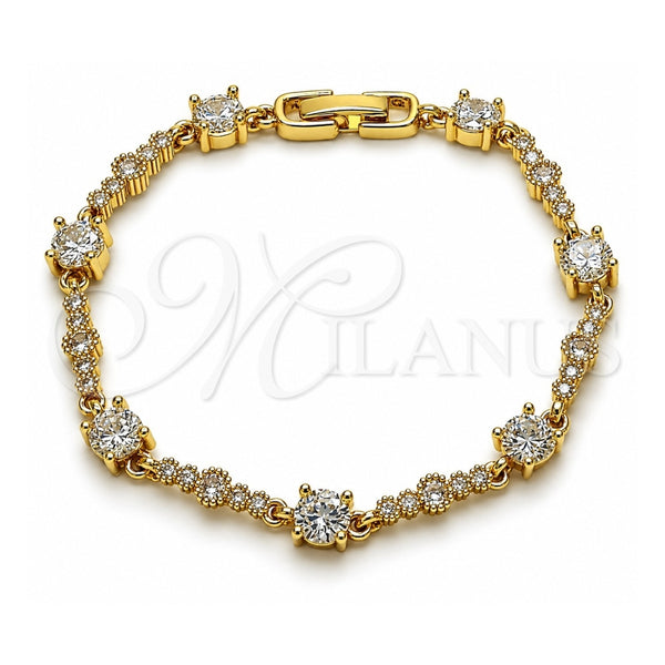 Oro Laminado Tennis Bracelet, Gold Filled Style with White Cubic Zirconia, Polished, Golden Finish, 03.283.0539.07 (06 MM Thickness, 7 Inches Length)