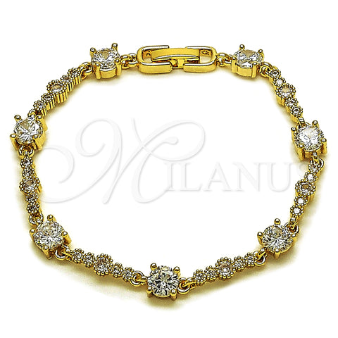 Oro Laminado Tennis Bracelet, Gold Filled Style with White Cubic Zirconia, Polished, Golden Finish, 03.283.0539.07 (06 MM Thickness, 7 Inches Length)
