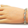 Oro Laminado Tennis Bracelet, Gold Filled Style Heart Design, with White Cubic Zirconia, Polished, Golden Finish, 03.283.0541.07 (Thickness, 7 Inches Length)