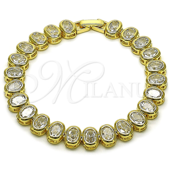 Oro Laminado Tennis Bracelet, Gold Filled Style with White Cubic Zirconia, Polished, Golden Finish, 03.283.0544.07