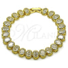 Oro Laminado Tennis Bracelet, Gold Filled Style with White Cubic Zirconia, Polished, Golden Finish, 03.283.0544.07