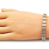 Oro Laminado Tennis Bracelet, Gold Filled Style Baguette Design, with White Cubic Zirconia, Polished, Golden Finish, 03.283.0545.07
