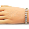 Oro Laminado Tennis Bracelet, Gold Filled Style Baguette Design, with White Cubic Zirconia, Polished, Golden Finish, 03.283.0545.07 (Thickness, 7 Inches Length)