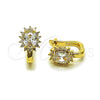 Oro Laminado Leverback Earring, Gold Filled Style Cluster Design, with White Cubic Zirconia, Polished, Golden Finish, 02.283.0304.1.10