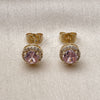 Oro Laminado Stud Earring, Gold Filled Style Cluster Design, with Pink Cubic Zirconia, Polished, Golden Finish, 02.283.0305.1