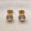 Oro Laminado Stud Earring, Gold Filled Style Cluster Design, with White Cubic Zirconia and White Micro Pave, Polished, Golden Finish, 02.283.0305.2