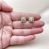 Oro Laminado Stud Earring, Gold Filled Style Cluster Design, with White Cubic Zirconia, Polished, Golden Finish, 02.283.0306