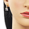 Oro Laminado Stud Earring, Gold Filled Style with White Cubic Zirconia, Polished, Golden Finish, 02.283.0312