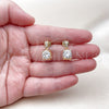 Oro Laminado Stud Earring, Gold Filled Style with White Cubic Zirconia and White Micro Pave, Polished, Golden Finish, 02.283.0316