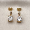 Oro Laminado Stud Earring, Gold Filled Style with White Cubic Zirconia and White Micro Pave, Polished, Golden Finish, 02.283.0316