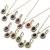 Oro Laminado Earring and Pendant Adult Set, Gold Filled Style Cluster Design, with Black and White Cubic Zirconia, Polished, Golden Finish, 10.438.0004.3