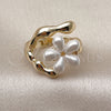 Oro Laminado Multi Stone Ring, Gold Filled Style Flower Design, with Ivory Mother of Pearl, Polished, Golden Finish, 01.438.0001