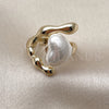 Oro Laminado Multi Stone Ring, Gold Filled Style Heart Design, with Ivory Mother of Pearl, Polished, Golden Finish, 01.438.0002 (One size fits all)