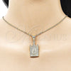 Oro Laminado Religious Pendant, Gold Filled Style Guadalupe Design, with White Micro Pave, Polished, Golden Finish, 05.438.0005