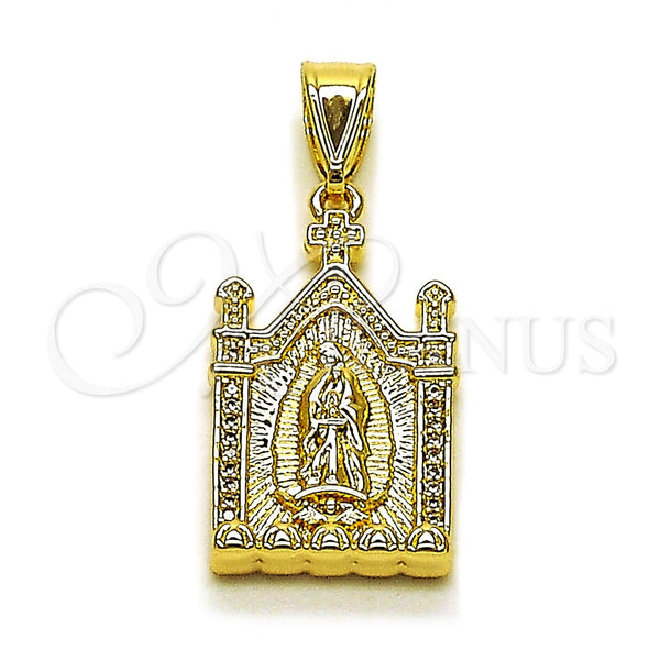 Gold Filled Pendant — Religious Pendant Guadalupe Design with White Micro Pave — main product view — SKU 162362 | Oro Laminado dije — Religious Pendant Guadalupe diseño with blanco Micro Pave — SKU 162362