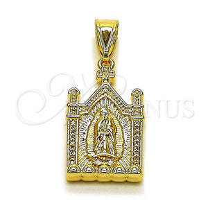 Gold Filled Pendant — Religious Pendant Guadalupe Design with White Micro Pave — main product view — SKU 162362 | Oro Laminado dije — Religious Pendant Guadalupe diseño with blanco Micro Pave — SKU 162362