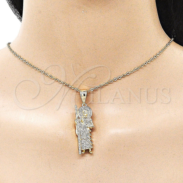 Gold Filled Pendant — Religious Pendant San Judas Design with White Cubic — alternate product view — SKU 162366 | Oro Laminado dije — Religious Pendant San Judas diseño with blanco Cubic — SKU 162366
