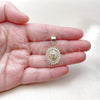 Oro Laminado Religious Pendant, Gold Filled Style Guadalupe and Baguette Design, with White Cubic Zirconia, Matte Finish, Golden Finish, 05.438.0012