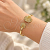 Oro Laminado Individual Bangle, Gold Filled Style Shell Design, Diamond Cutting Finish, Golden Finish, 07.413.0003 (04 MM Thickness, One size fits all)