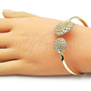Oro Laminado Individual Bangle, Gold Filled Style Shell Design, Diamond Cutting Finish, Golden Finish, 07.413.0003 (04 MM Thickness, One size fits all)
