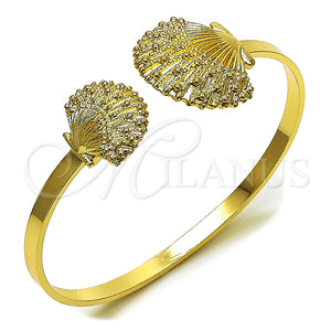Oro Laminado Individual Bangle, Gold Filled Style Shell Design, Diamond Cutting Finish, Golden Finish, 07.413.0003 (04 MM Thickness, One size fits all)