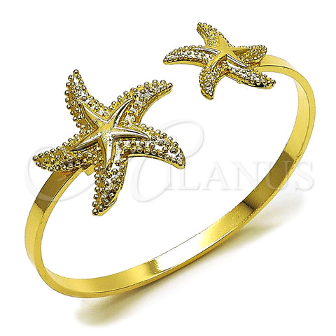 Oro Laminado Individual Bangle, Gold Filled Style Star Design, Polished, Golden Finish, 07.413.0005