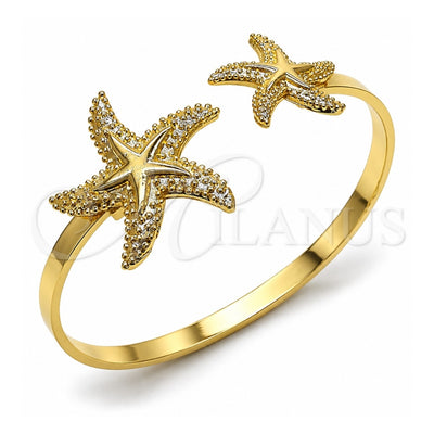 Oro Laminado Individual Bangle, Gold Filled Style Star Design, Polished, Golden Finish, 07.413.0005 (04 MM Thickness, One size fits all)