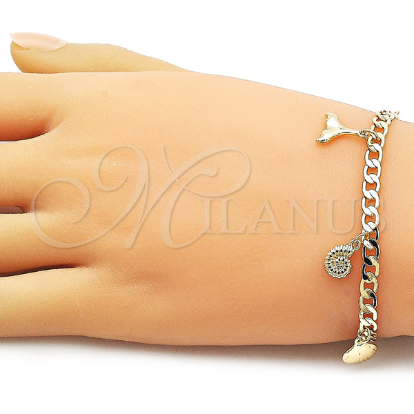 Gold Filled Bracelet — Charm Bracelet Shell and Snail Design Polished 03.63. — alternate product view — SKU 162376 | Oro Laminado brazalete — Charm Bracelet Shell and Snail diseño pulido 03.63. — SKU 162376