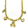 Oro Laminado Fancy Necklace, Gold Filled Style Cherry and Heart Design, Polished, Golden Finish, 04.63.1451.16 (Thickness, 16 Inches Length)