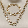 Oro Laminado Necklace and Bracelet, Gold Filled Style Puff Mariner and Mariner Design, Polished, Golden Finish, 06.415.0009