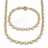 Oro Laminado Necklace and Bracelet, Gold Filled Style Heart Design, Polished, Golden Finish, 06.415.0010.18